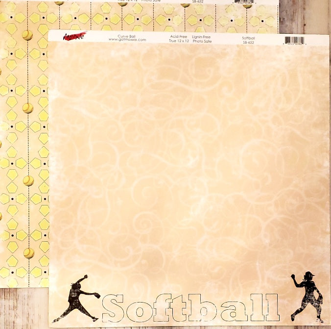 Moxxie - Curve Ball Softball double sided paper 12 x 12