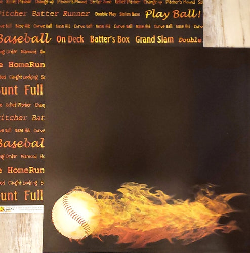 Scrappin' Sports and more - Sports on Fire - baseball double sided paper 12 x 12
