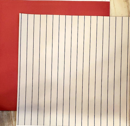 AC American Crafts - Junior - baseball pinstripe double sided paper 12 x 12