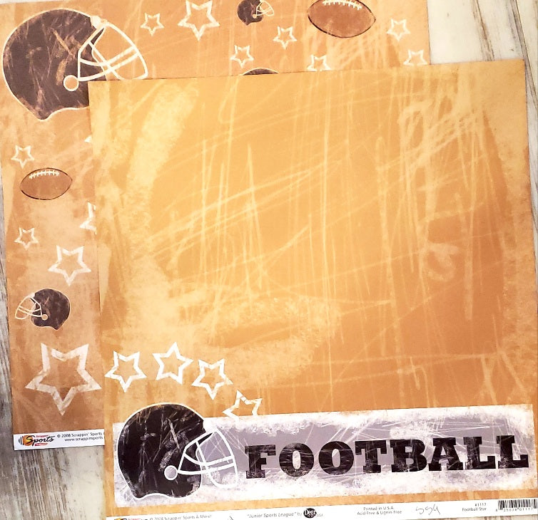 Scrappin' Sports and more - Junior sports league - Football star double sided paper 12 x 12