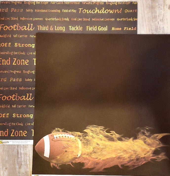 Scrappin' Sports and more - Sports on fire - Football double sided paper 12 x 12
