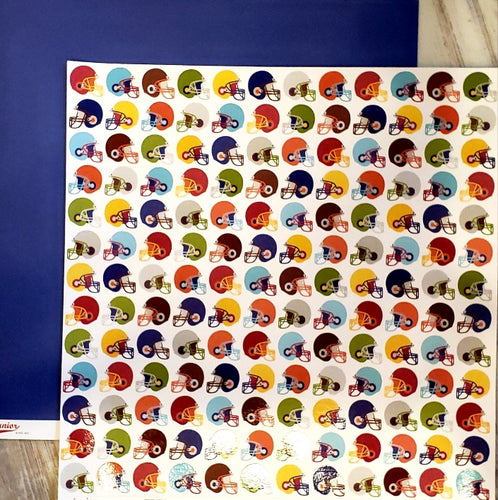 AC American Crafts - Junior - King Me Football helmets varnish double sided paper 12 x 12