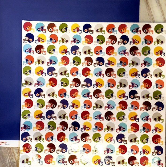 AC American Crafts - Junior - King Me Football helmets varnish double sided paper 12 x 12