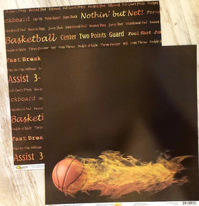 Scrappin' Sports and more - Sports on Fire - Basketball double sided paper 12 x 12