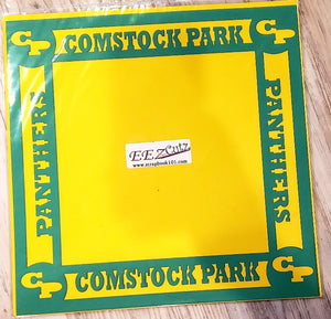 EEZ cutz custom laser cut paper 12 x 12 overlay - Comstock Park Panthers - Green with Yellow background
