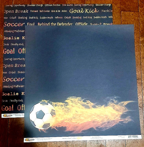 Scrappin' Sports and more - Sports On Fire - soccer double sided paper 12 x 12
