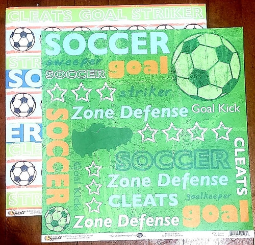 Scrappin' Sports and more - Junior sports league - Soccer star green double sided paper 12 x 12