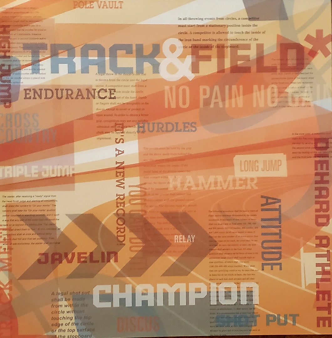 Karen Foster Track and Field collage single sided paper 12 x 12