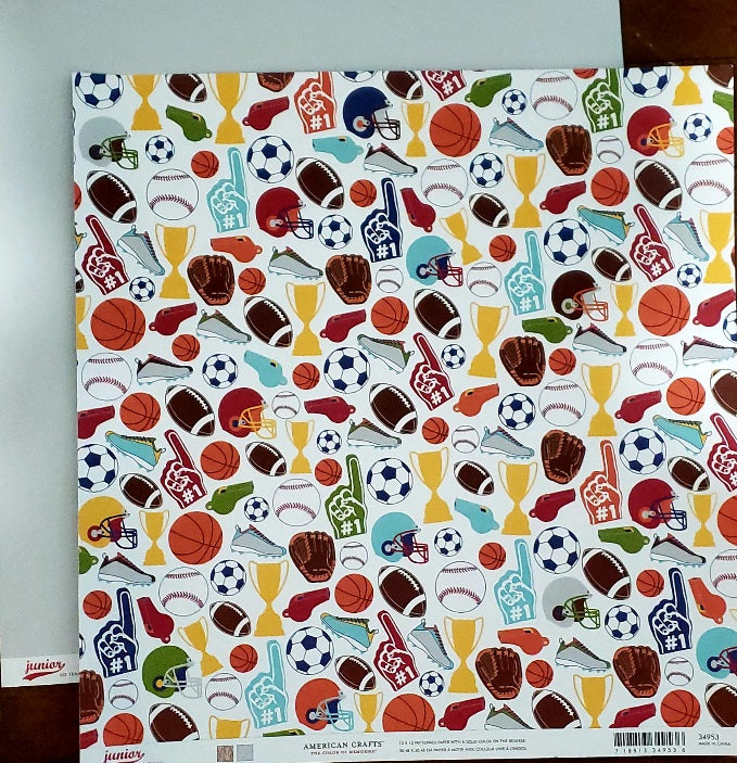 AC American Crafts - Junior - Go team double sided paper 12 x 12