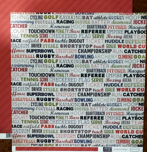 Carta Bella - work hard play hard - Sports words double sided paper 12 x 12