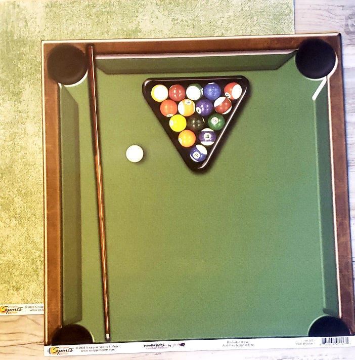 Scrappin' Sports and more - Young and active - Pool table shooter  double sided paper 12 x 12