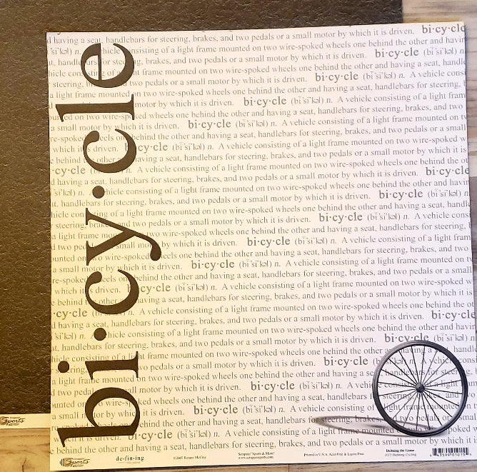 Scrappin' Sports and more - Defining sports - Bicycle cycling  double sided paper 12 x 12