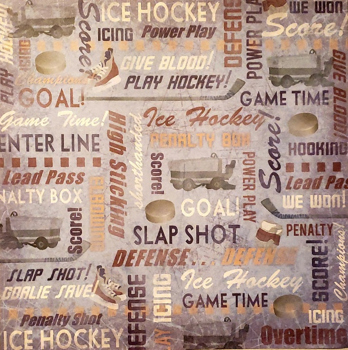 Karen Foster Hockey collage single sided paper 12 x 12