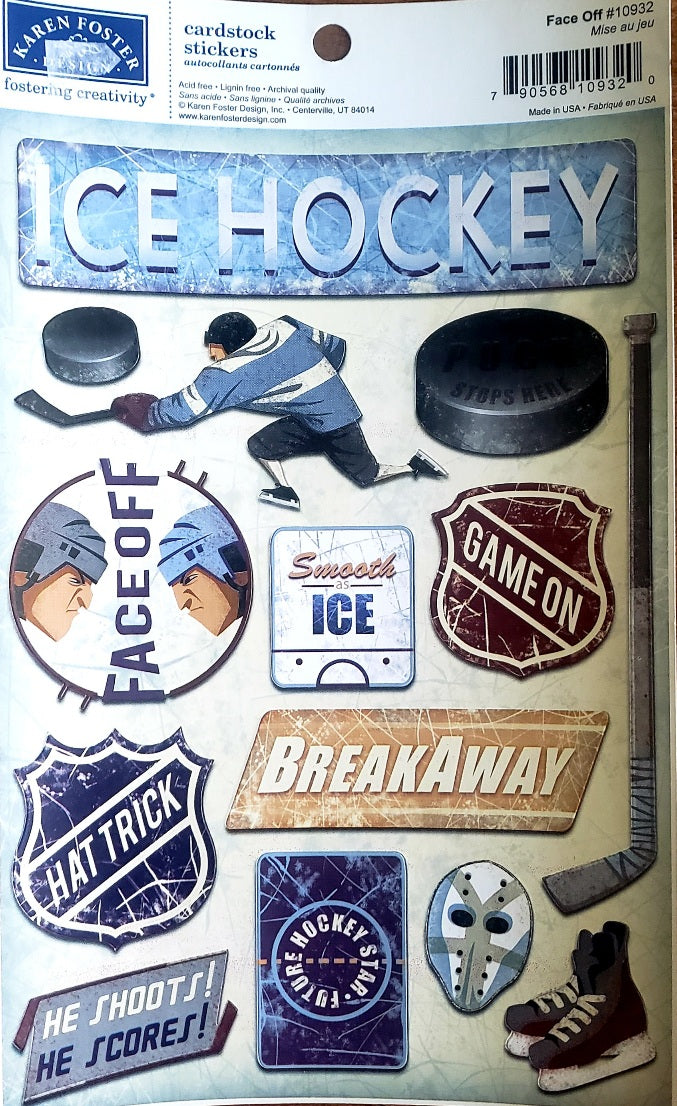 Karen Foster Cardstock Sticker - Face off Ice Hockey