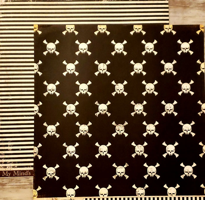 My Mind's Eye - MME - The spider's web - Toil and Trouble skulls double sided paper 12 x 12