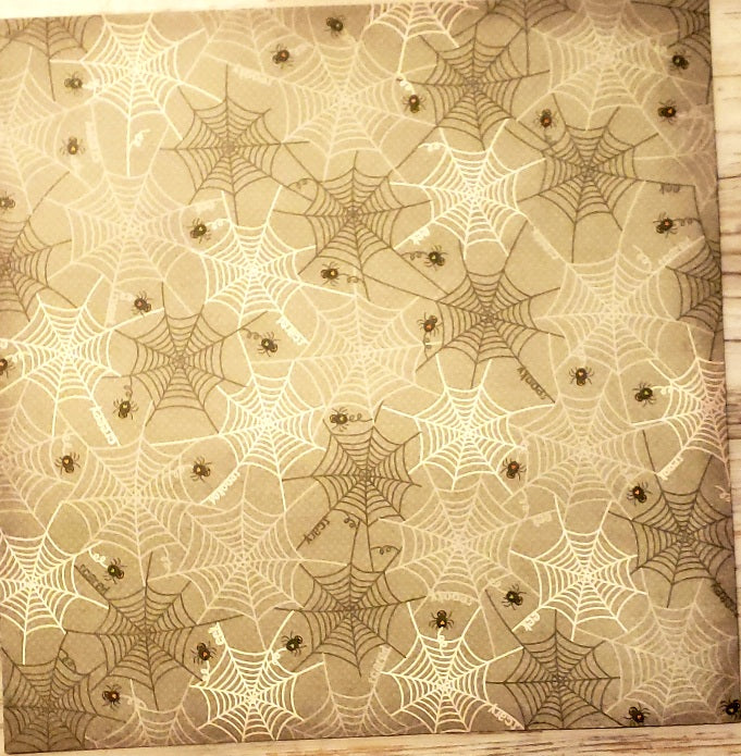 Grey Spider webs - single sided paper 12 x 12