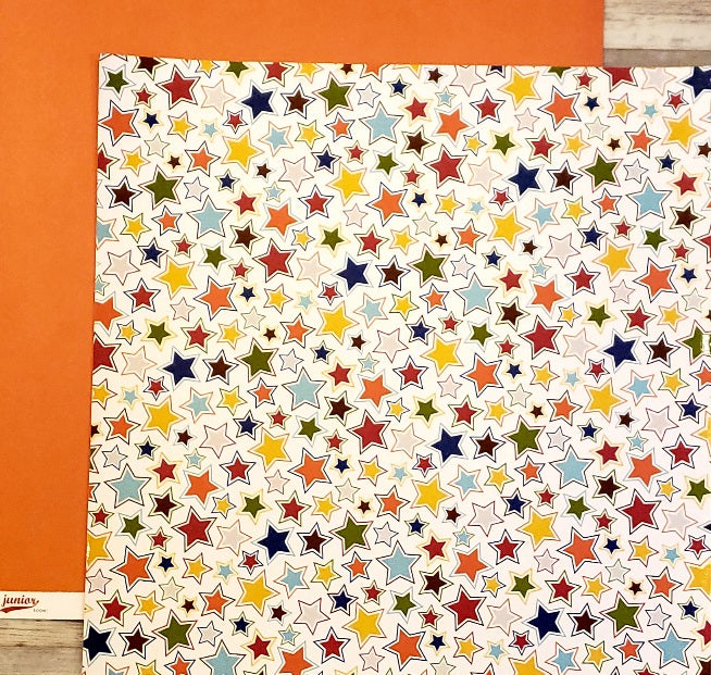 AC American Crafts - Junior -Boom varnish stars double sided paper 12 x 12