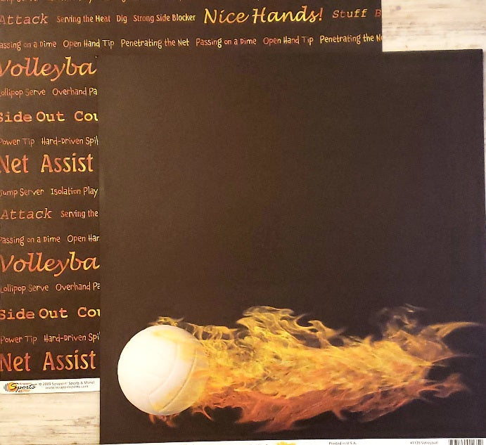 Scrappin' Sports and more - Sports on Fire - Volleyball double sided paper 12 x 12