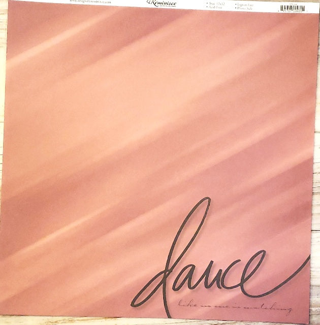 Reminisce single Sided card stock paper 12 x 12 - From the top  - Dance word