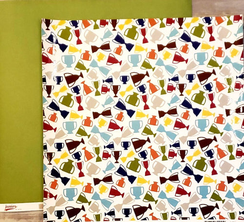 AC American Crafts - Junior - We Won trophy varnish stripes double sided paper 12 x 12