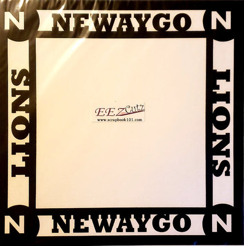EEZ cutz custom laser cut paper 12 x 12 overlay - Newaygo Lions black with white background
