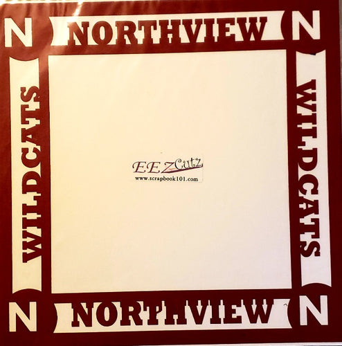EEZ cutz custom laser cut paper 12 x 12 overlay - Northview wildcats Red with white background