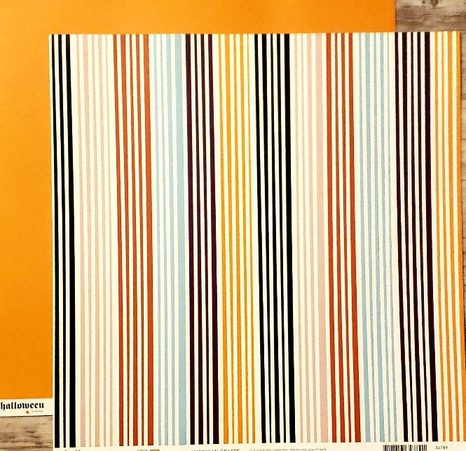 AC American Crafts - Halloween - Scream stripes double sided paper 12 x 12