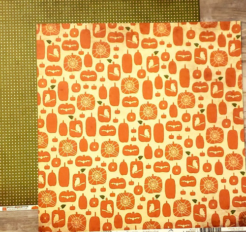 Bazzill Basics paper -All Hallows eve spooky pumpkins double sided paper 12 x 12