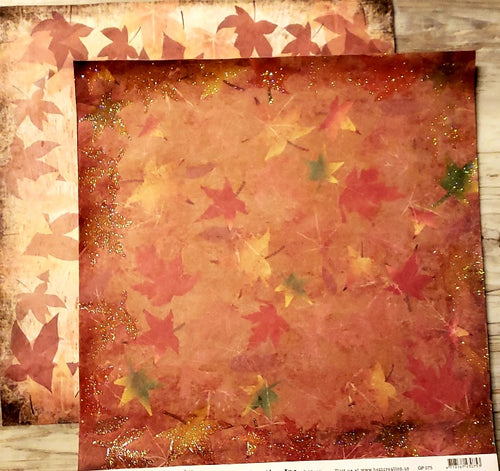 Best Creations fall leaves brown and red glitter double sided paper 12 x 12