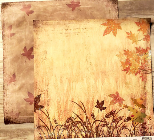Best Creations Scarecrow and leaves glitter double sided paper 12 x 12