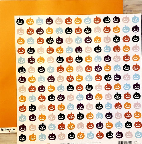 AC American Crafts - Halloween - Charms pumpkin double sided paper 12 x 12