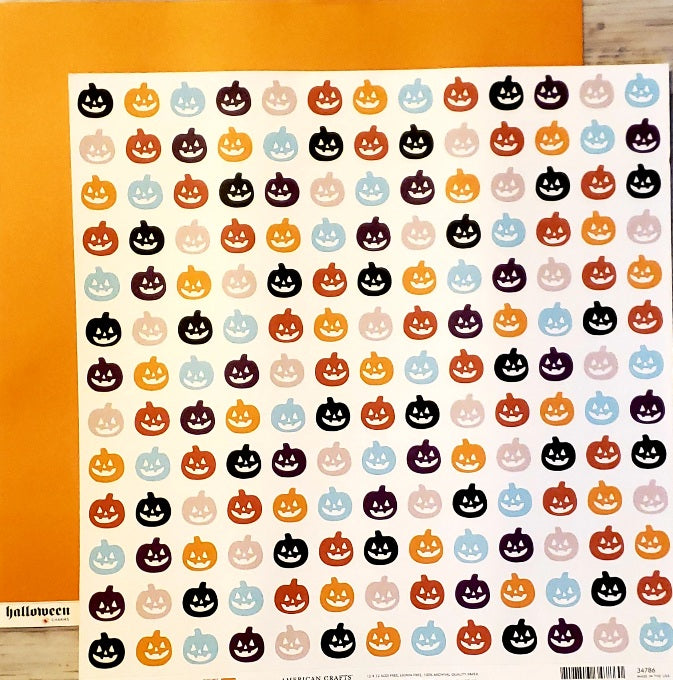 AC American Crafts - Halloween - Charms pumpkin double sided paper 12 x 12