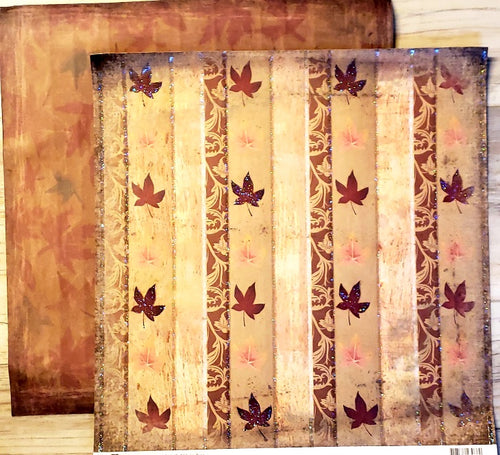 Best Creations glitter leaves in a line double sided paper 12 x 12