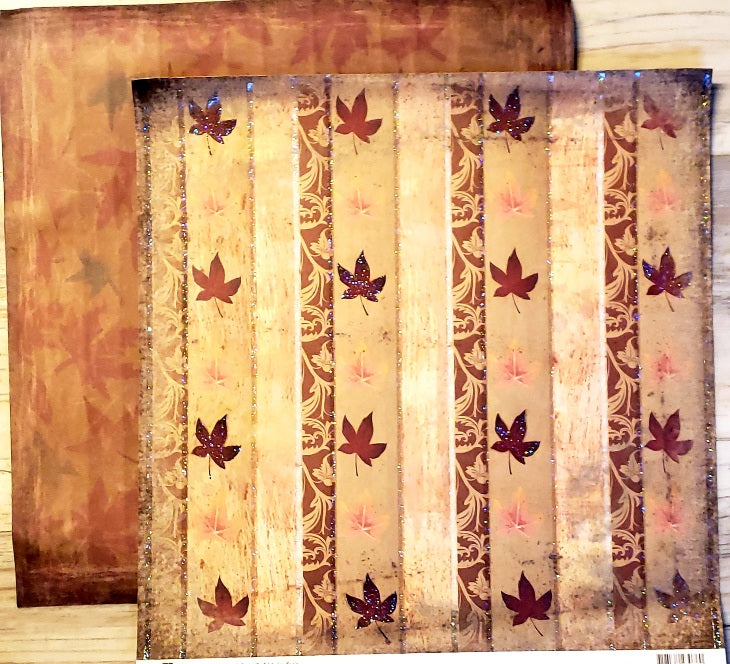 Best Creations glitter leaves in a line double sided paper 12 x 12