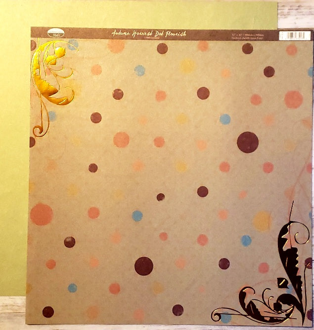 The paper company studio - Autumn Harvest dot flourish shimmer double sided paper 12 x 12