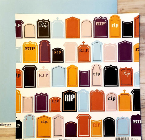 AC American Crafts - Halloween - Undead grave stones double sided paper 12 x 12