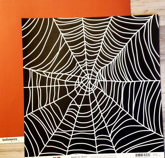AC American Crafts - Halloween - Frightening spider web double sided paper 12 x 12