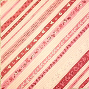 Karen Foster - flower and heart stripes single sided paper cardstock 12 x 12