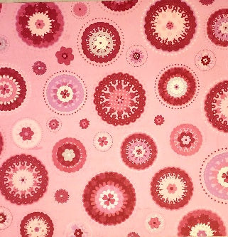 Karen Foster - red / pink flower heart circles single sided paper cardstock 12 x 12