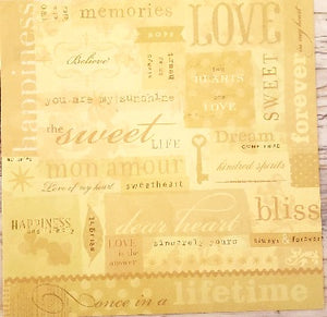 Karen Foster - love words collage single sided paper cardstock 12 x 12