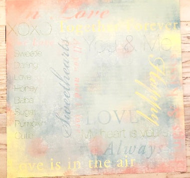 Karen Foster - In love collage single sided paper cardstock 12 x 12