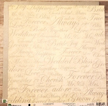Making Memories - wedding - words single sided paper cardstock 12 x 12
