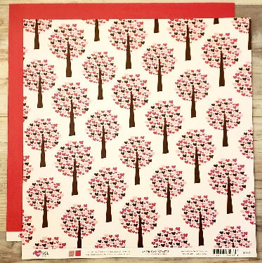 American crafts - I heart you pookie - love trees double sided cardstock 12 x 12