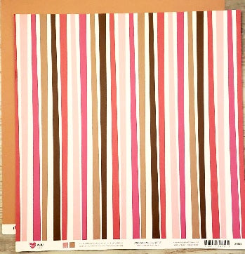 American crafts - I heart you hubby - love stripes double sided cardstock 12 x 12