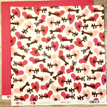 American crafts - I heart you sweet cheeks - love hearts double sided cardstock 12 x 12