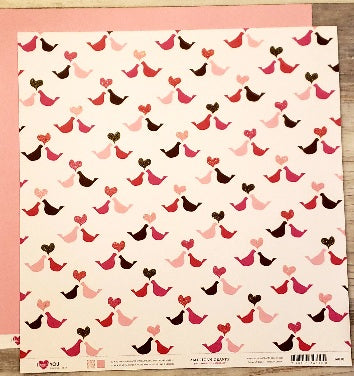 American crafts - I heart you snuggle bear - love birds double sided cardstock 12 x 12