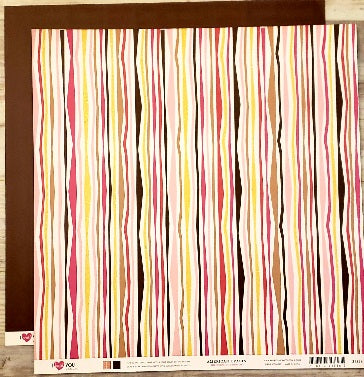 American crafts - I heart you wookums - love stripe double sided cardstock 12 x 12