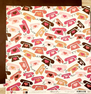 American crafts - I heart you numnums - love phones double sided cardstock 12 x 12