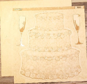 TPC studio - Mr. & Mrs. Three tiered cake die cut double sided cardstock 12 x 12
