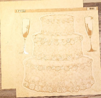 TPC studio - Mr. & Mrs. Three tiered cake die cut double sided cardstock 12 x 12